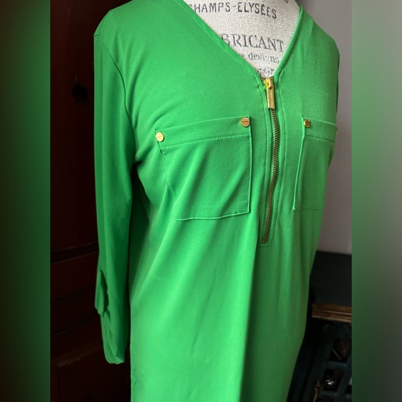 NWOT Michael Kors Green Medium 3/4 Sleeve Shirt - Picture 9 of 13